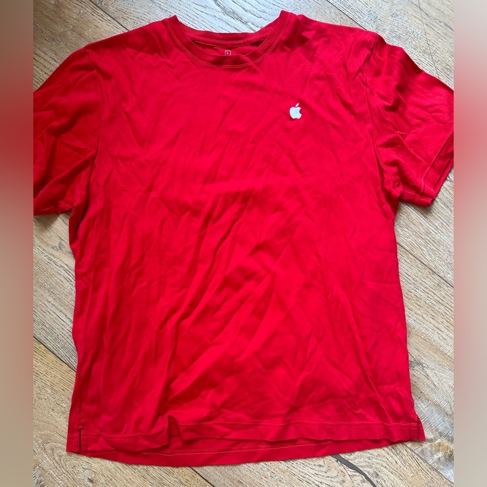 Apple employee men’s red shirt